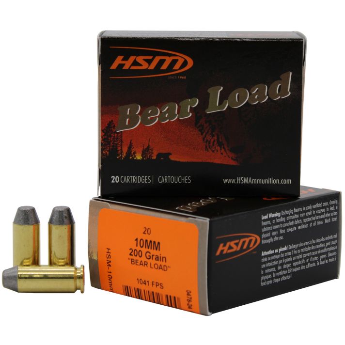HSM 10MM9N20 Bear Load10mm Auto 200 gr Lead Round Nose Flat Point 20 Per Box/ 20 Case