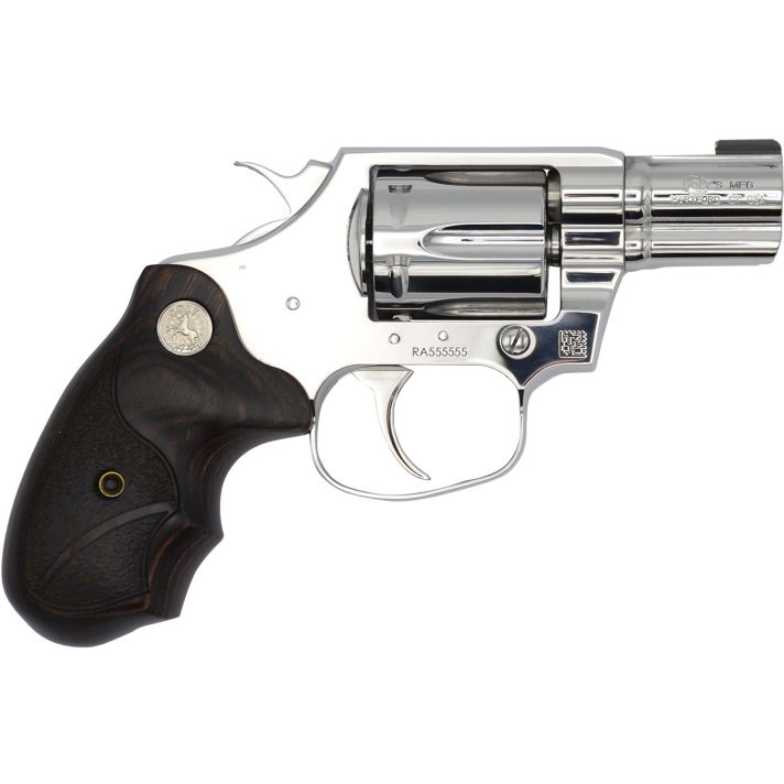Colt Mfg COBRASS2BB Cobra Bright 38 Special +P 6 Shot 2" Mirror Polished Stainless Steel Barrel, Cylinder Mirror & Frame, Black Hogue Rubber w/Finger Grooves Grip
