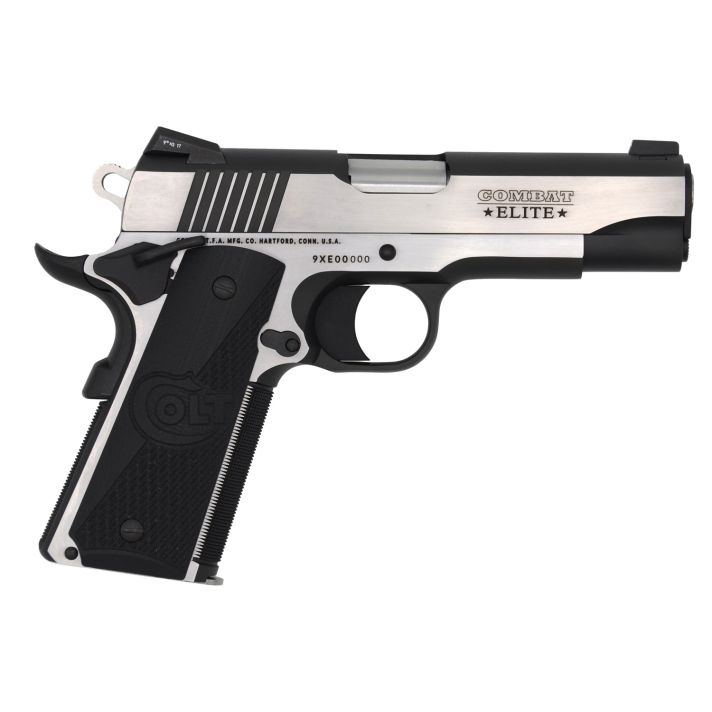 Colt Mfg O4080CE Combat Elite Commander 45 ACP 8+1 4.25" Stainless Steel Barrel, Two-Tone Serrated Stainless Steel Slide & Frame w/Beavertail, Black Scalloped G10 Grip, Ambidextrous