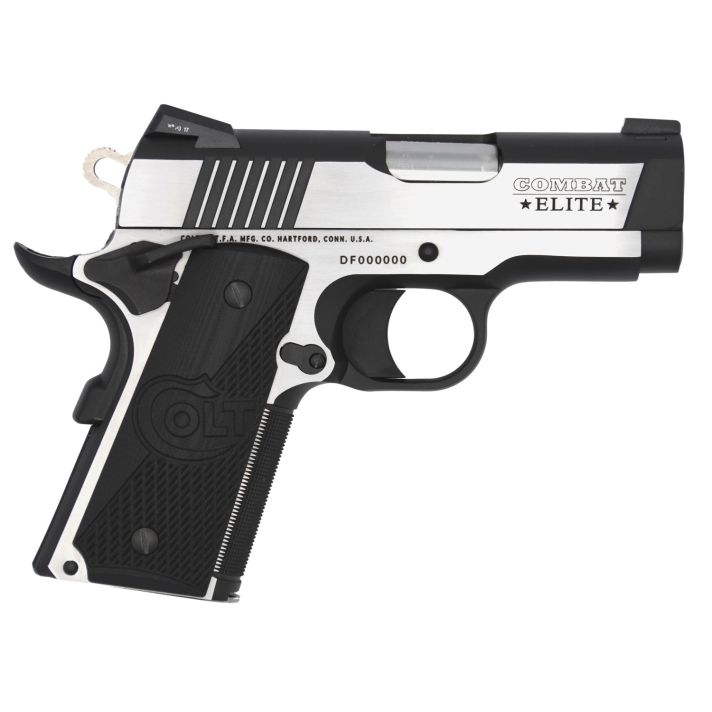 Colt Mfg O7080CE Combat Elite Commander Compact Frame .45 ACP 8+1, 3" Stainless Steel Barrel, Two-Tone Serrated Stainless Steel Slide & Frame w/Beavertail, Black Scalloped G10 Grip, Ambidextrous