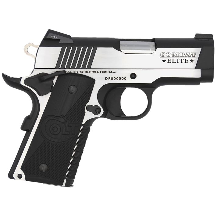 Colt Mfg O7082CE Combat Elite Commander Compact Frame 9mm Luger 8+1, 3" Stainless Steel Barrel, Two-Tone Serrated Stainless Steel Slide & Frame w/Beavertail, Black Scalloped G10 Grip, Ambidextrous