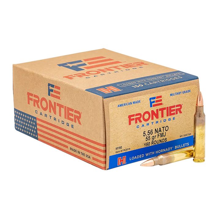 Frontier Cartridge FR2015 Military Grade Centerfire Rifle 5.56x45mmNATO 55gr Full Metal Jacket 150 Per Box/8 Case