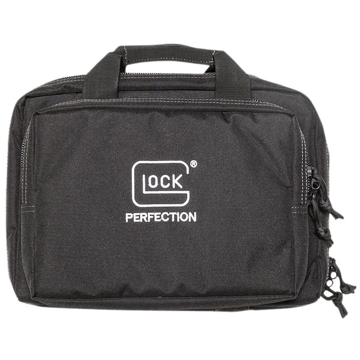 Glock AP60300 Double Pistol CaseDual Padded Compartments, 5 Internal Mag Holders, 3 Zippered Compartments, Carry Handle, Black12.5"x9.5"x4.5"