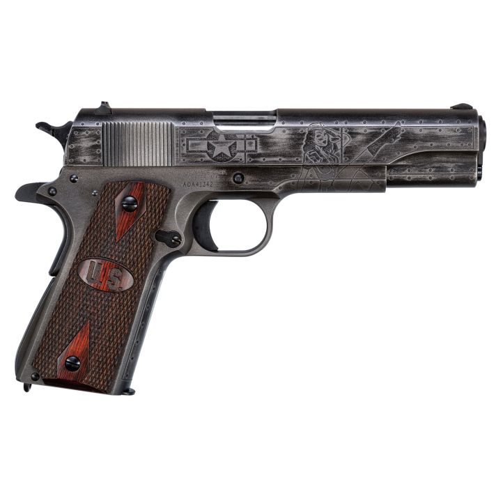 Thompson 1911BKOWC1 1911 Victory Girls 45 ACP 5" 7+1 Worn Black/Gray Cerakote Steel Checkered Wood w/US Logo Grip