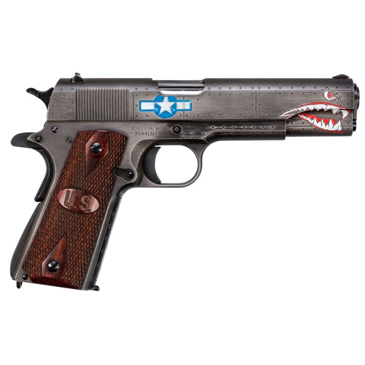 Thompson 1911BKOWC3 1911 Squadron Special Edition WW2 45 ACP 5" 7+1 Black/Gray Cerakote Checkered Wood w/US Logo Grip