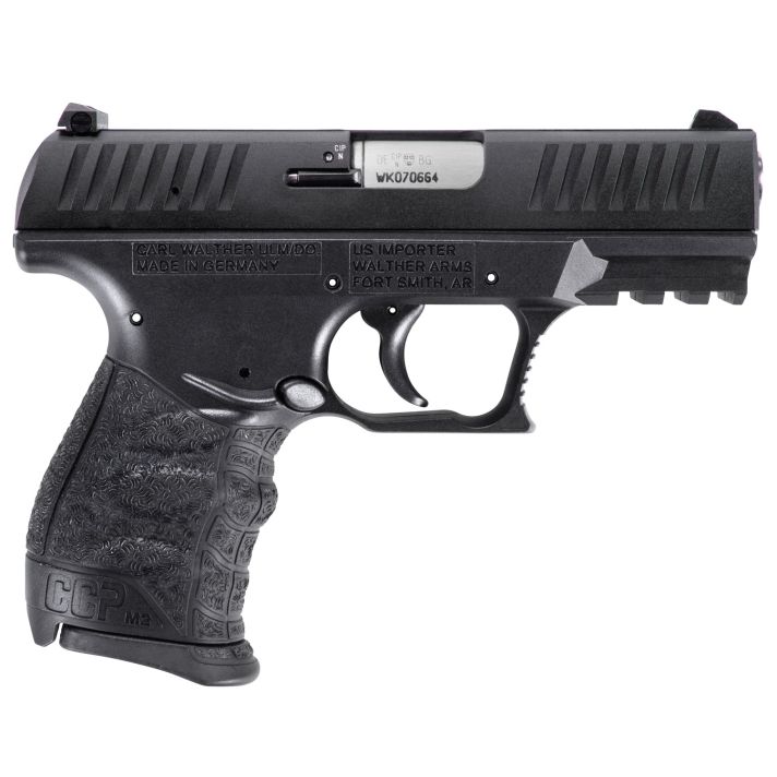 Walther Arms 5082500 CCP M2 380 ACP 8+1, 3.54" Stainless Steel Barrel, Black Cerakote Serrated Steel Slide, Black Polymer Frame w/Picatinny Rail, Black Finger Grooved Grip, Manual Thumb Safety
