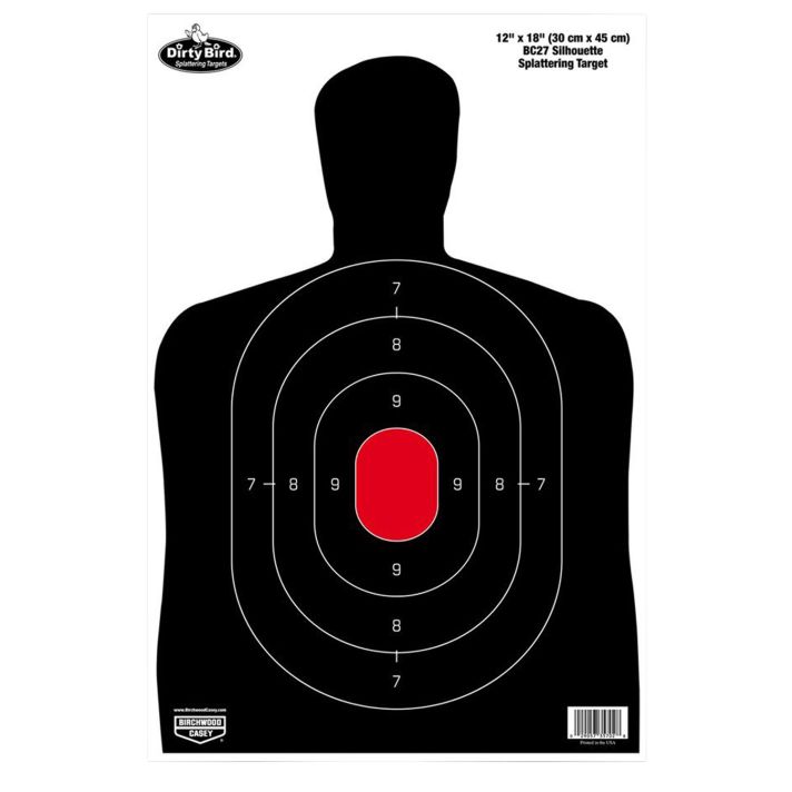 Birchwood Casey 35702 Dirty Bird BC-27 Silhouette Tagboard Hanging Pistol 12" x 18" Black/Red 100 Per Pkg