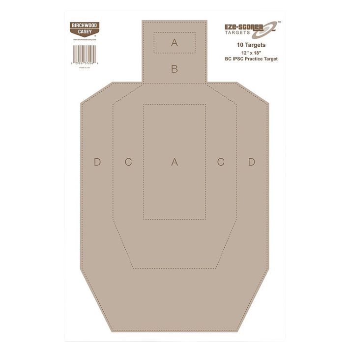 Birchwood Casey 37018 EZE-ScorerIPSC Paper Hanging Universal 12" x 18" Tan 100 Per Pkg