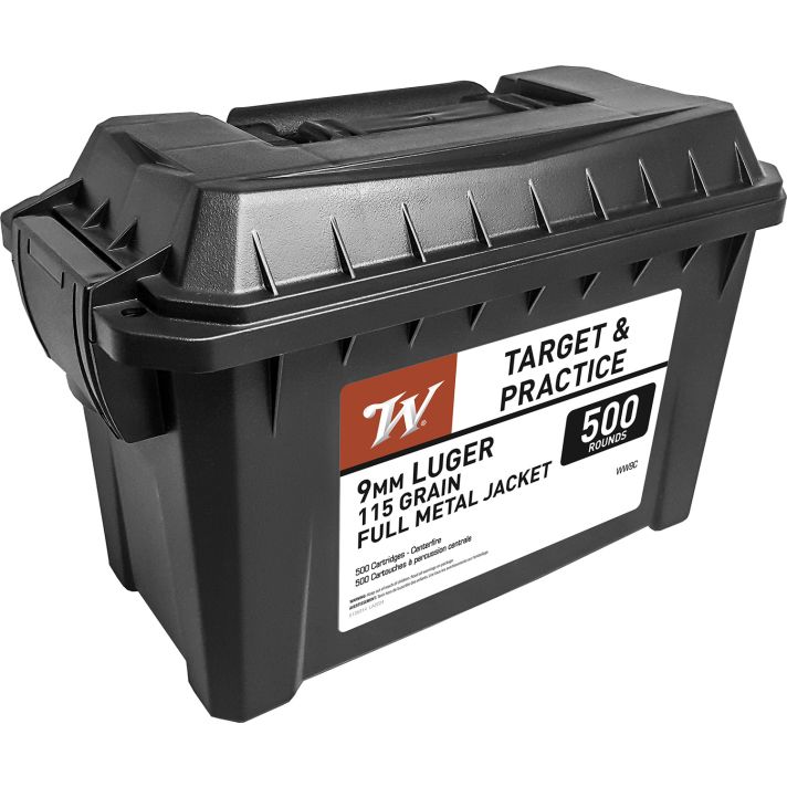 Winchester Ammo WW9C USA Ammo Can 9mmLuger 115gr Full Metal Jacket 500 Per Box/2 Case