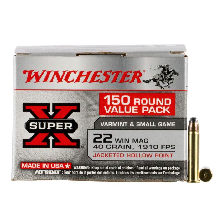 Winchester Ammo X22MH150 Super X Value Pack 22WMR 40gr Jacketed Hollow Point 150 Per Box/10 Case