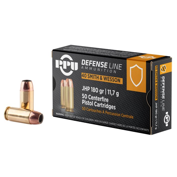 PPU PPD40 Defense40S&W 180gr Jacketed Hollow Point 50 Per Box/10 Case