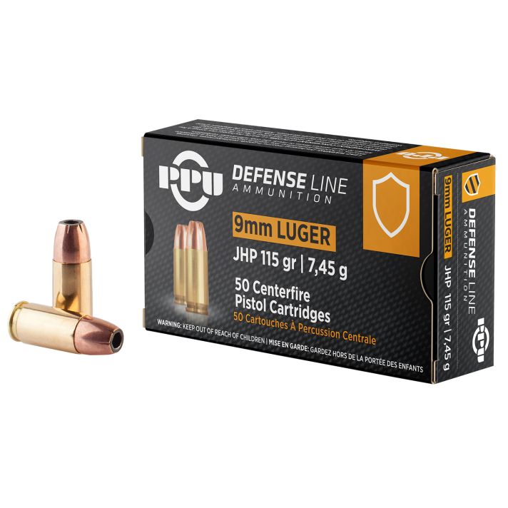 PPU PPD91 Defense9mmLuger 115gr Jacketed Hollow Point 50 Per Box/20 Case