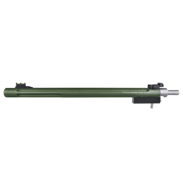 Tactical Solutions 1022TDMOD X-Ring Barrel 22 LR 16.50" OD Green Matte Finish Aluminum Material Bull with Fluting, Threading & Sights for Ruger 10/22 Takedown