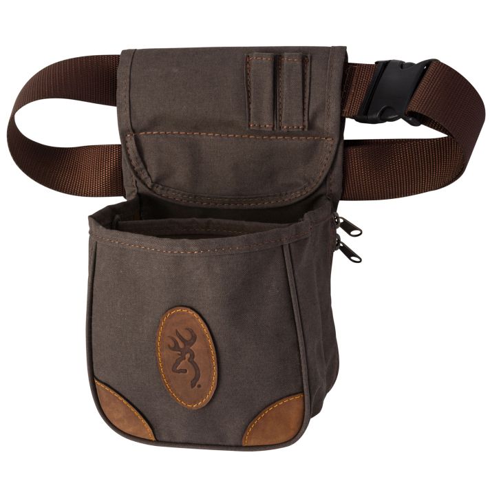 Browning 121388692 Lona Shell Pouch Flint Canvas/Leather Belt Mount Adjustable