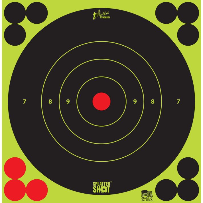 Pro-Shot 6BGREEN12PK SplatterShotSelf-Adhesive Paper Black/Green 6" Bullseye 12 Pack