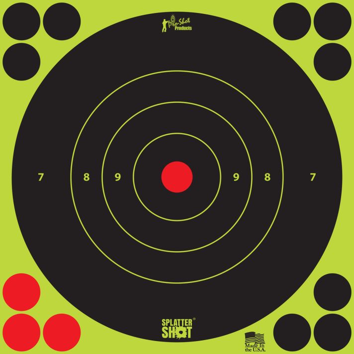Pro-Shot 8BGREEN6PK SplatterShotSelf-Adhesive Paper Black/Green 8" Bullseye 6 Pack