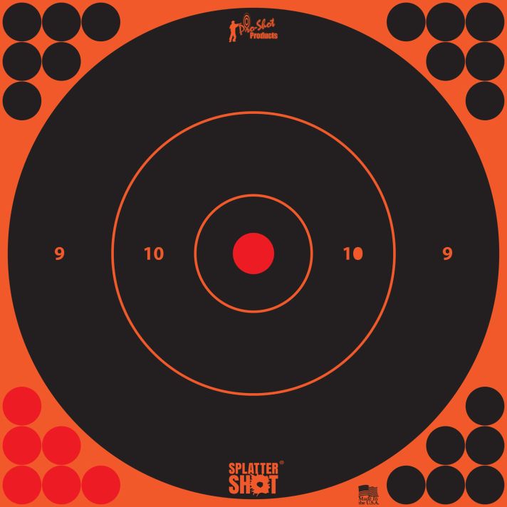 Pro-Shot 12BORNGE5PK SplatterShotSelf-Adhesive Paper Black/Orange12" Bullseye 5 Pack
