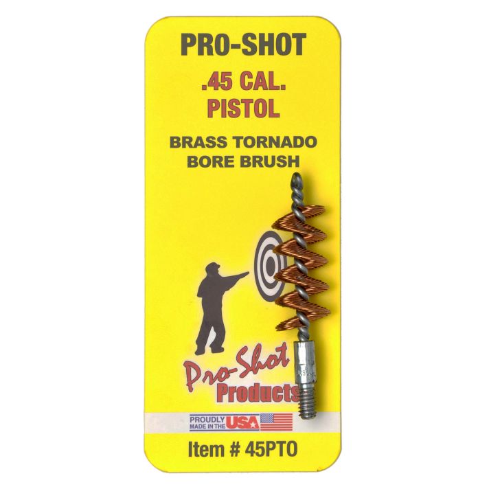 Pro-Shot 45PTO Tornado Bore Brush .45 Cal Pistol #8-32 Thread Brass Spiral Wound Loop