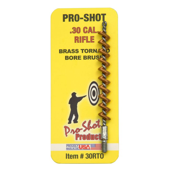 Pro-Shot 30RTO Tornado Bore Brush .30/ .300 Blackout/ .308/ .30-06/ 7.62mm/ Rifle #8-32 Thread Brass Spiral Wound Loop