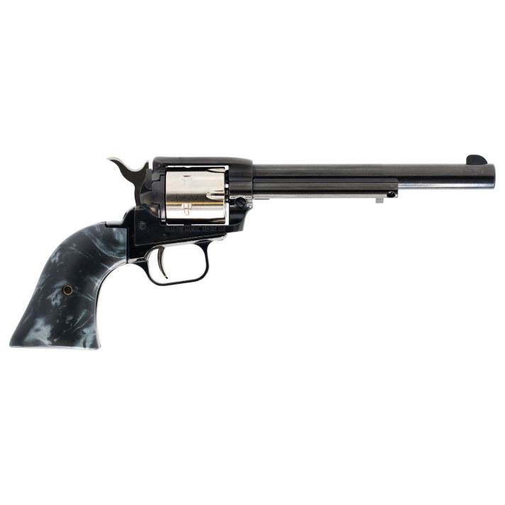 Heritage Mfg RR22TT6BLKPRL Rough Rider Altamont 22 LR 6 Shot, 6.50" Black Oxide Steel Barrel, Black Oxide Zinc Alloy Frame, Matte Stainless Cylinder, Black Pearl Grip, Manual Safety, Exposed Hammer