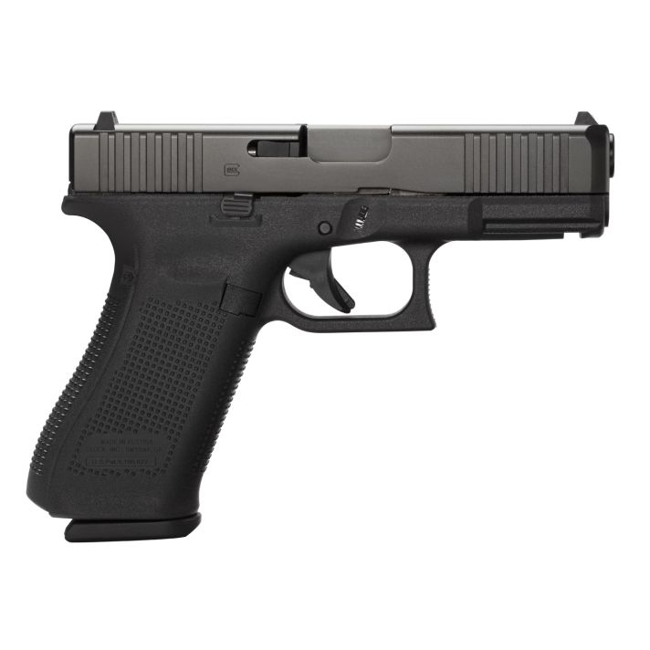 Glock PA455S201 G45 Gen5 Compact 9mm Luger 10+1 4.02" Black GMB Barrel, Black nDLC Serrated Slide, Black Polymer Frame w/Accessory Rail, Black Textured w/Interchangeable Backstrap Grip, Ambidextrous