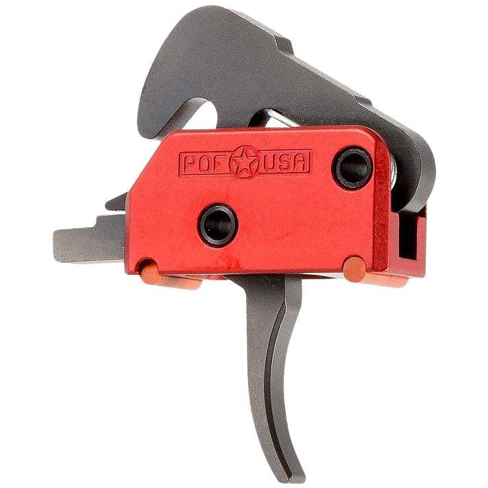 Patriot Ordnance Factory 01509 Drop-InTwo-Stage Curved Trigger with 4.50 lbs Draw Weight & Black/Red Finish for AR-Platform