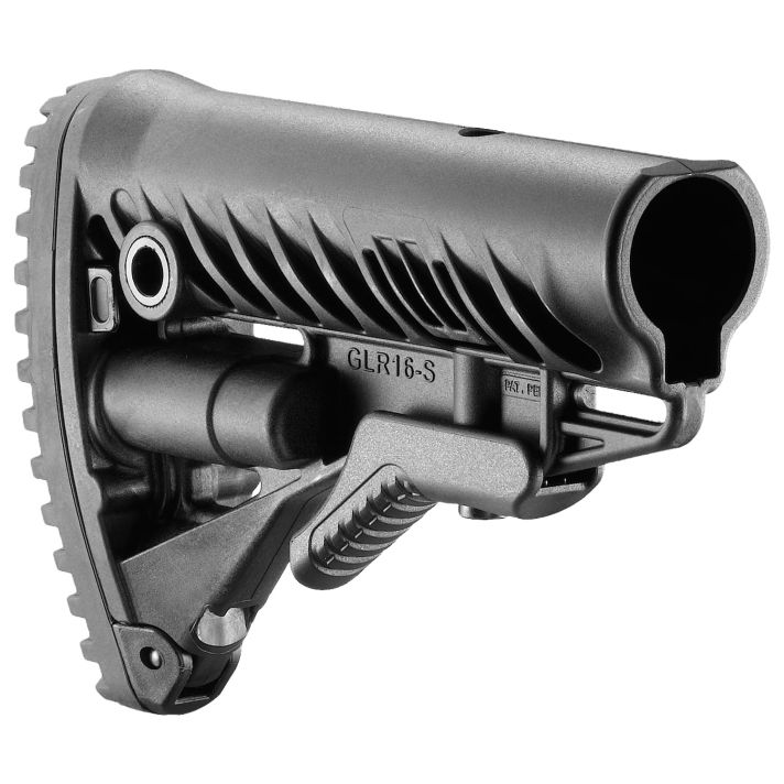 FAB Defense FXGLR16B GLR-16Buttstock for AR-15/ M16/ M4 Fixed Storage Compartment & Anti-Rattle Mechanism Black Polymer