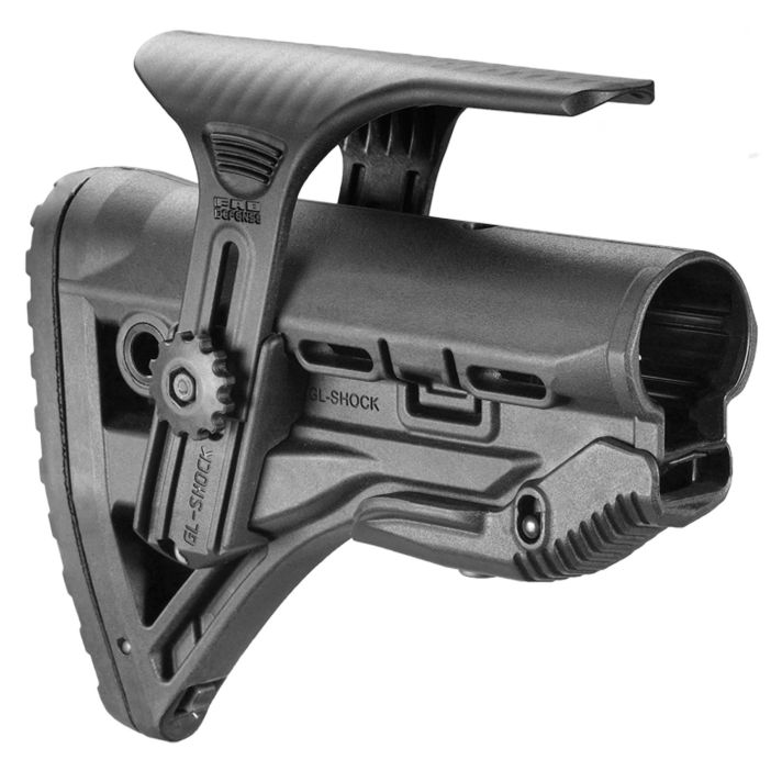 FAB Defense FXGLSHOCKCP GL-Shock CP Buttstock for AR-15/ M16/ M4 w/Adjustable Cheek-Rest & Anti-Rattle Mechanism Black Mil-Spec Reinforced Polymer