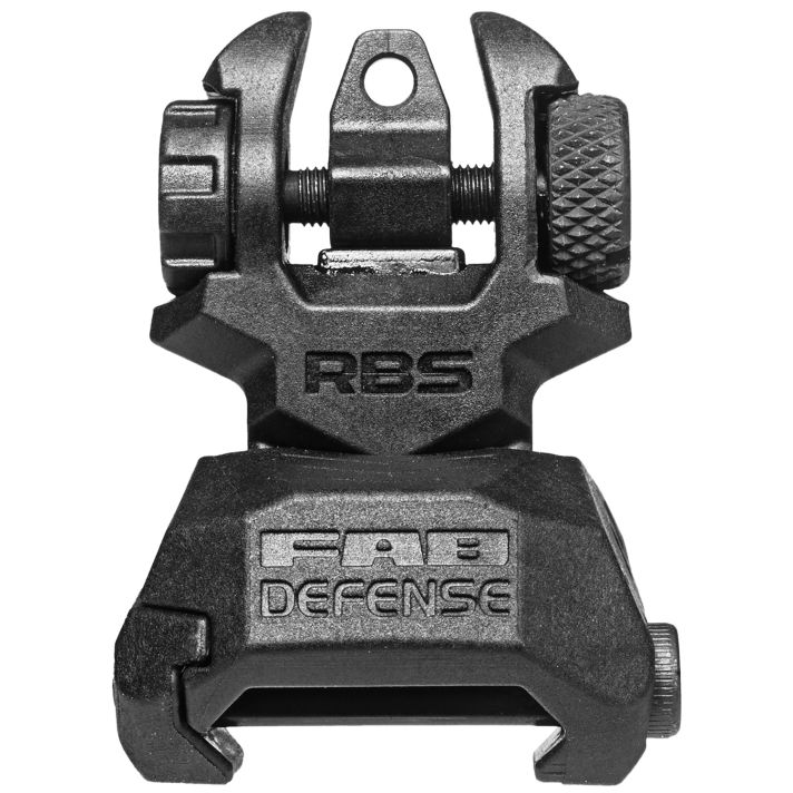 FAB Defense FXRBS Rear Back-Up Sightfor AR-15/ M16/ M4 Dual Aperture Low Folded Profile Spring-Locked Deployment Black Polymer & Metal