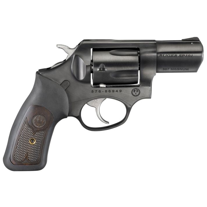 Ruger 15702 SP101357 Mag 5rd 2.25" Blued Steel Barrel, Cylinder & Frame, Black Rubber w/Wood Insert Grip, Transfer Bar Safety, Exposed Hammer