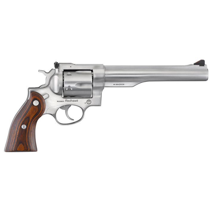 Ruger 5041 RedhawkLarge Frame 44 Special/44 Rem Mag 6rd, 7.50" Satin Stainless Steel Barrel, Dual Chambered Satin Stainless Cylinder & Frame, Hardwood Grip