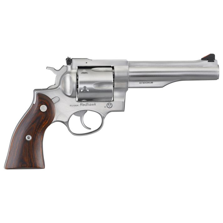 Ruger 5043 Redhawk44 Special/44 Rem Mag 6rd, 5.50" Satin Stainless Steel Barrel, Dual Chambered Satin Stainless Cylinder & Frame, Hardwood Grip