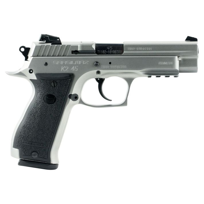 SAR USA K245ST K245 ACP 14+1, 4.70" Black Steel Barrel, Stainless Steel Serrated Slide, Stainless Steel Frame w/Beavertail & Picatinny Rail, Black Polymer Grip, Manual Thumb Safety, Right Hand