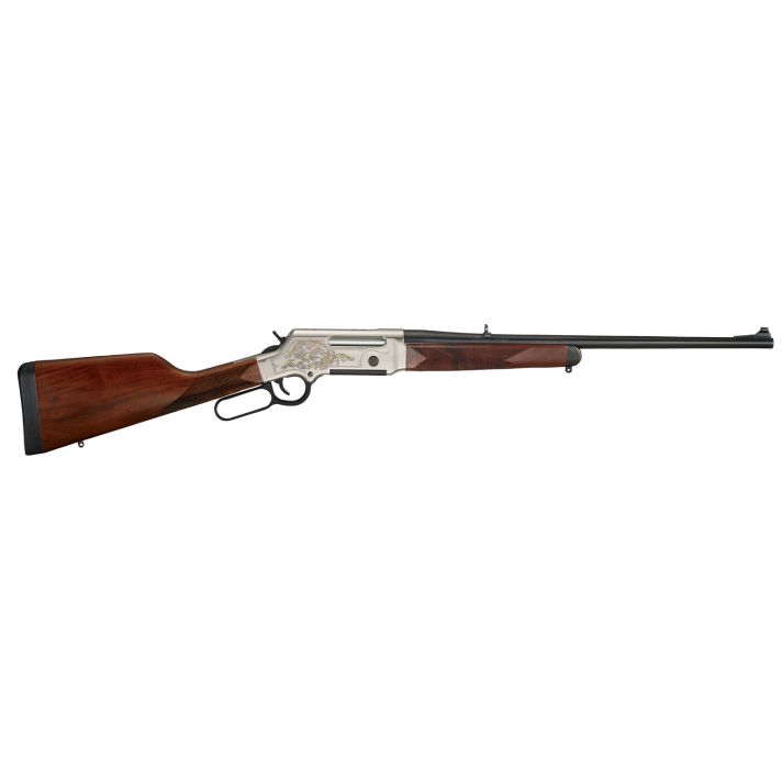 Henry H014D223 Long Ranger Deluxe Full Size 223 Rem/5.56x45mm NATO 5+1 20" Blued Steel Barrel, Engraved Nickel-Plated w/24K Gold Inlay Steel Receiver, American Walnut Stock Right Hand