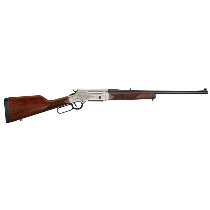 Henry H014D243 Long Ranger Deluxe Full Size 243 Win 4+1 20" Blued Steel Barrel, Engraved Nickel-Plated w/24K Gold Inlay Steel Receiver, American Walnut Stock Right Hand