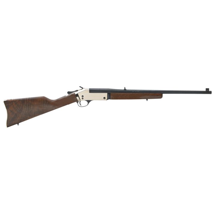 Henry H015B357 Single Shot38 Special or 357 Mag Caliber with 1rd Capacity, 22" Blued Barrel, Polished Brass Metal Finish & American Walnut Stock, Right Hand (Full Size)