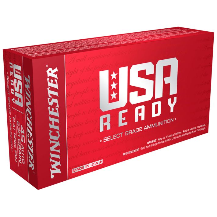 Winchester Ammo RED45 USA Ready 45ACP 230gr Full Metal Jacket Flat Nose 50 Per Box/10 Case