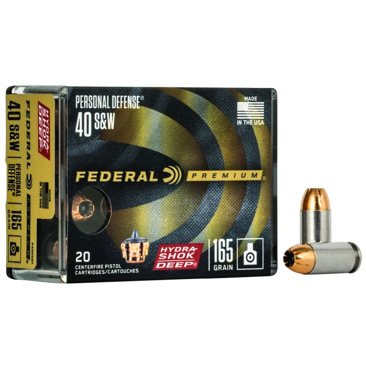 Federal P40HSD1 Premium Personal Defense 40S&W 165gr Hydra-Shok Deep Hollow Point 20 Per Box/10 Case