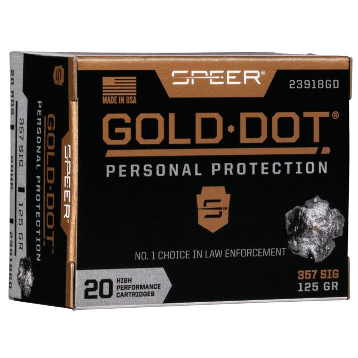 Speer 23918GD Gold Dot Personal Protection 357Sig 125gr Hollow Point 20 Per Box/10 Case