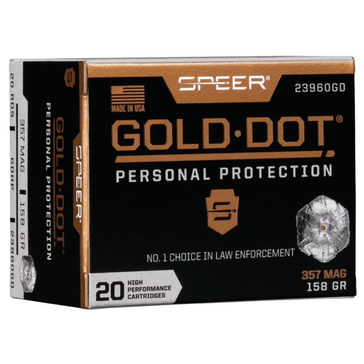 Speer 23960GD Gold Dot Personal Protection 357Mag 158gr Hollow Point 20 Per Box/10 Case