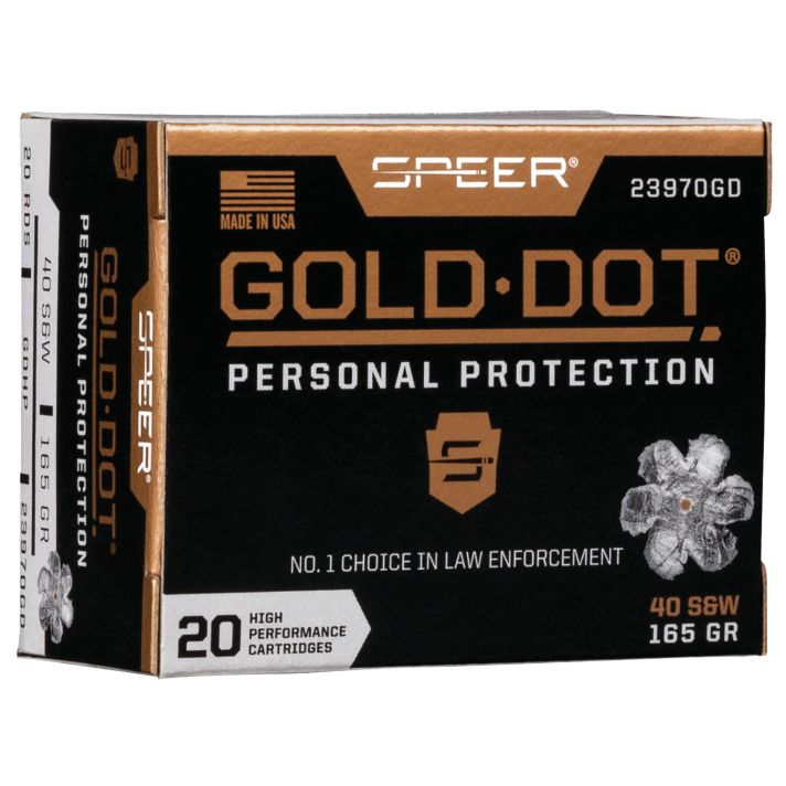 Speer 23970GD Gold Dot Personal Protection 40S&W 165gr Hollow Point 20 Per Box/10 Case