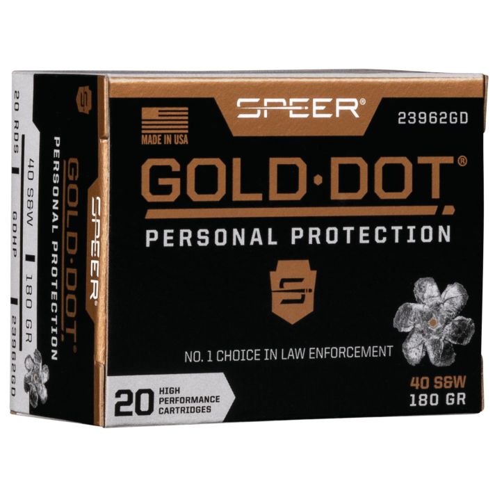 Speer 23962GD Gold Dot Personal Protection 40S&W 180gr Hollow Point 20 Per Box/10 Case