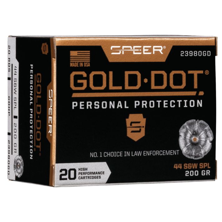 Speer 23980GD Gold Dot Personal Protection 44S&WSpl 200gr Hollow Point 20 Per Box/10 Case