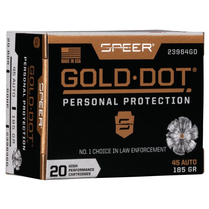 Speer 23964GD Gold Dot Personal Protection 45ACP 185gr Hollow Point 20 Per Box/10 Case