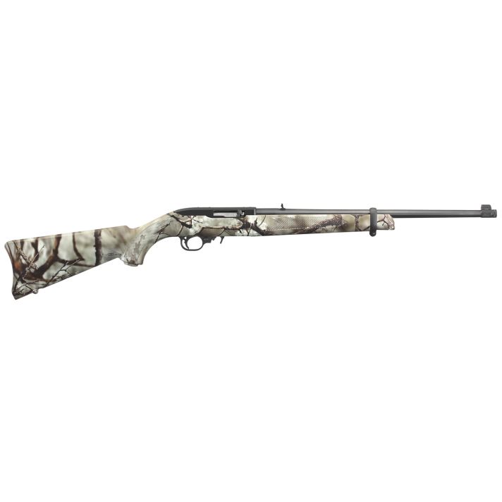Ruger 31113 10/22 Carbine Full Size 22 LR 10+1 18.50" Satin Black Threaded Barrel, Satin Black Steel Receiver w/Scope Base Adapter, Fixed Go Wild Camo Rock Star Synthetic Stock, Right Hand