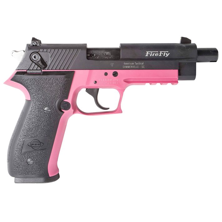 GSG GERG2210TFFP FireFly22 LR 10+1 4.90" Black Steel/Threaded Barrel & Serrated Slide, Pink Zinc Alloy w/Beavertail Frame, Black Polymer Grip