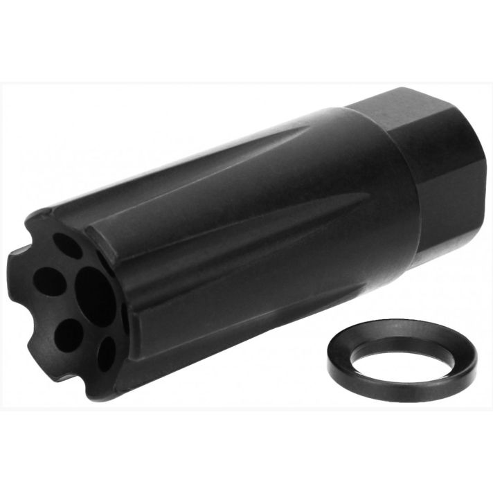 TacFire MZ1020 Linear Compensator Black Nitride Steel with 1/2"-28 tpi Threads, 2.26" OAL & 0.87" Diameter for 5.56x45mm NATO AR-15