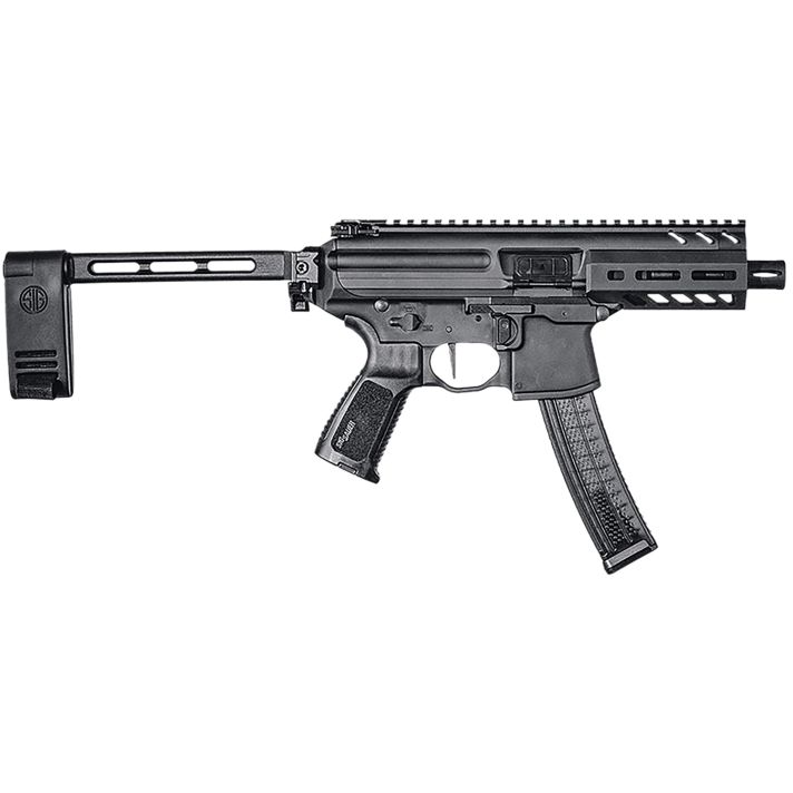Sig Sauer PMPX4B9 MPX K9mm Luger Caliber with 4.50" Barrel, 30+1 Capacity, Black Hard Coat Anodized Metal Finish, Folding Pivoting Contour Brace Stock & Black Polymer Grip Right Hand