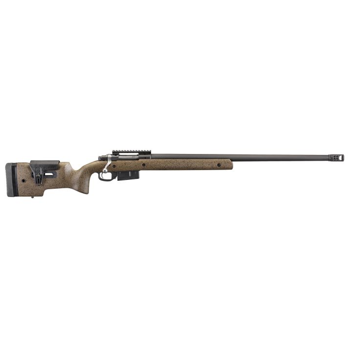 Ruger 47189 Hawkeye Long-Range Target Full Size 6.5 PRC 10+1 26" Matte Black Steel Threaded Barrel, Picatinny Rail Steel Receiver, Black Speckled Brown Adj Comb & LOP Laminate Stock
