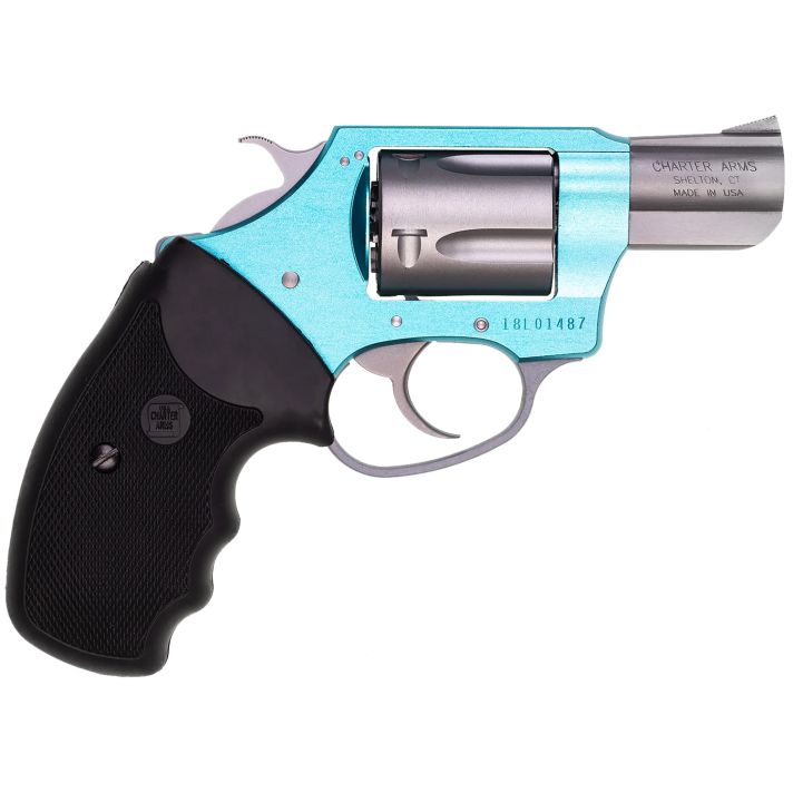 Charter Arms 53860 Undercover Lite Santa Fe Sky Small 38 Special, 5 Shot 2" Stainless Steel Barrel & Cylinder, Turquoise Aluminum Frame w/Black Finger Grooved Rubber Grip, Exposed Hammer